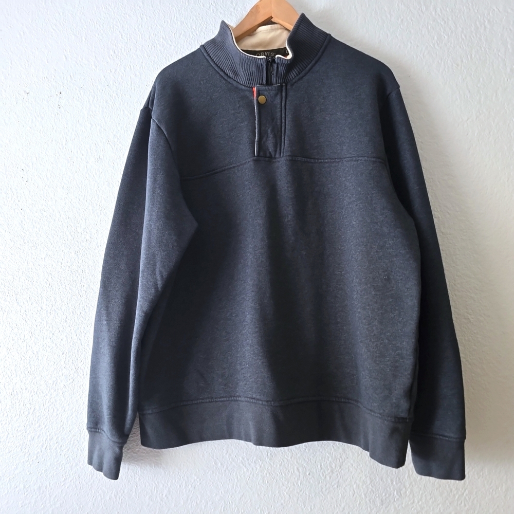 Orvis Signature Mens Quarter-Zip Pullover Rib Knit Gray Sweatershirt Size XL